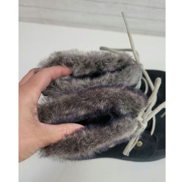 SOREL Explorer Joan Suede Winter Boots in Black/Dark Stone, sz 9 - Picture 9 of 15